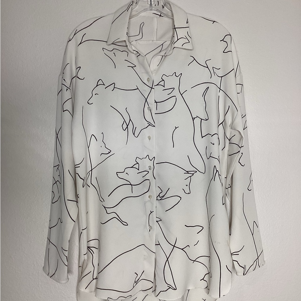 Babaton Kearney Fox Print Blouse Oversized XS